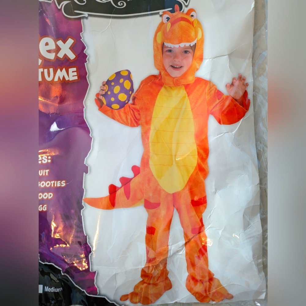 Kids Orange T-Rex Dinosaur costume 3T